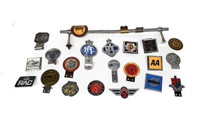 Lot 34 - Two Chromed Metal Car Badge Bars, and Twenty...