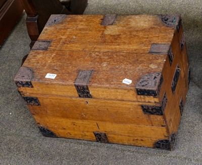 Lot 1177 - A metal mounted oak silver chest, 52cm by 36cm...