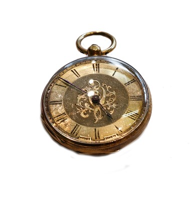 Lot 156 - An openfaced lady's fob watch, stamped '18K'