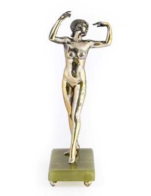 Lot 110 - An Art Deco Silvered Bronze, modelled as a...