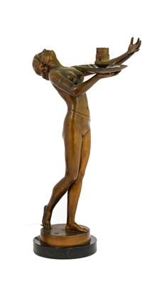 Lot 98 - An Art Deco Patinated Spelter Figural Table...