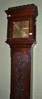 Lot 501 - 18th century oak longcase clock with brass dial