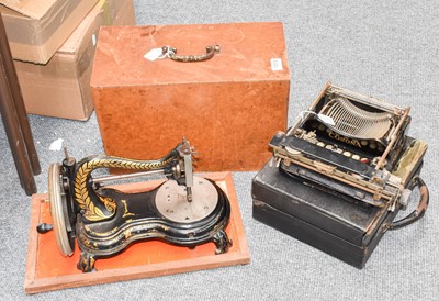 Lot 1313 - Jones Sewing machine and a Corona typewriter