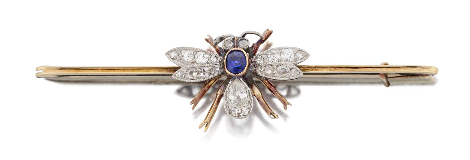 Lot 2044 - A Sapphire and Diamond Insect Brooch