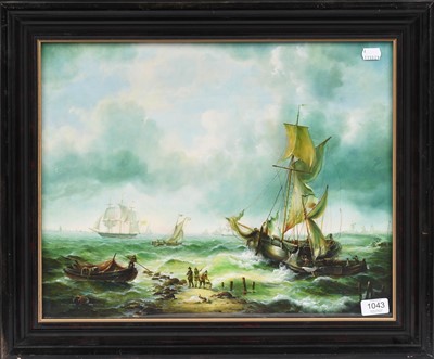 Lot 1043 - C* Chaplin (20th century) Extensive seascape...