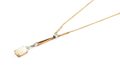 Lot 208 - An Edwardian opal and diamond drop necklace,...