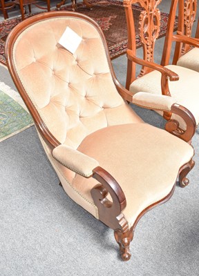 Lot 1163 - A Victorian buttoned part upholstered chair...