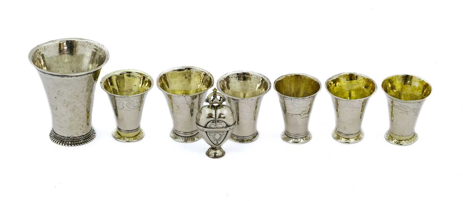 Lot 24 - Seven Various Swedish Silver Beakers and a...