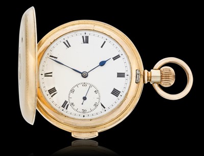 Lot 2373 - A Gold Plated Full Hunter Quarter Repeater Pocket Watch