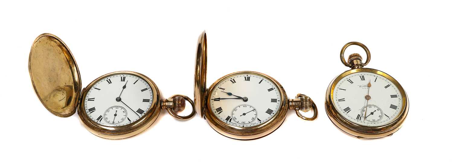 Lot 250 - Six gold plated pocket watches signed by Elgin...
