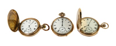 Lot 250 - Six gold plated pocket watches signed by Elgin...