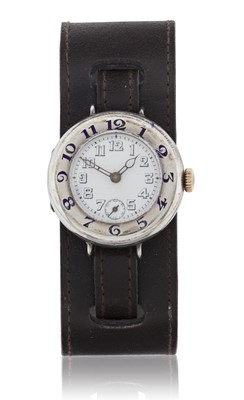 Lot 2381 - A First World War Period Silver Enamel Dial Wristwatch