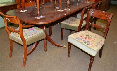 Lot 525 - A reproduction mahogany D-end dining table and a set of eight 19th century rail back dining chairs