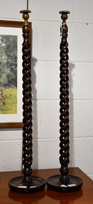 Lot 1252 - A very large pair of open twist mahogany...