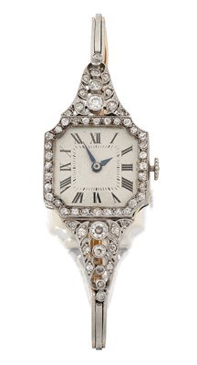 Lot 2078 - An Art Deco Lady's Diamond Wristwatch