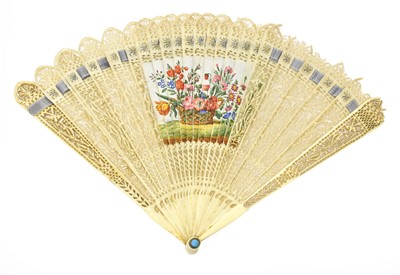 Lot 2152 - Circa 1830 Four-Way Ivory Brise Fan, with...