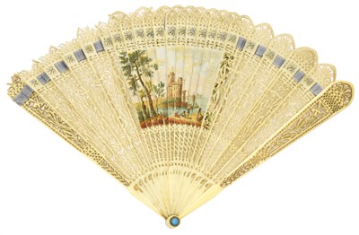 Lot 2152 - Circa 1830 Four-Way Ivory Brise Fan, with...