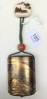 Lot 185 - A Japanese laquer Meiji period inro