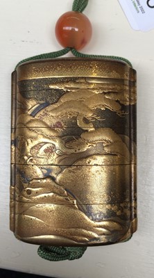 Lot 185 - A Japanese laquer Meiji period inro