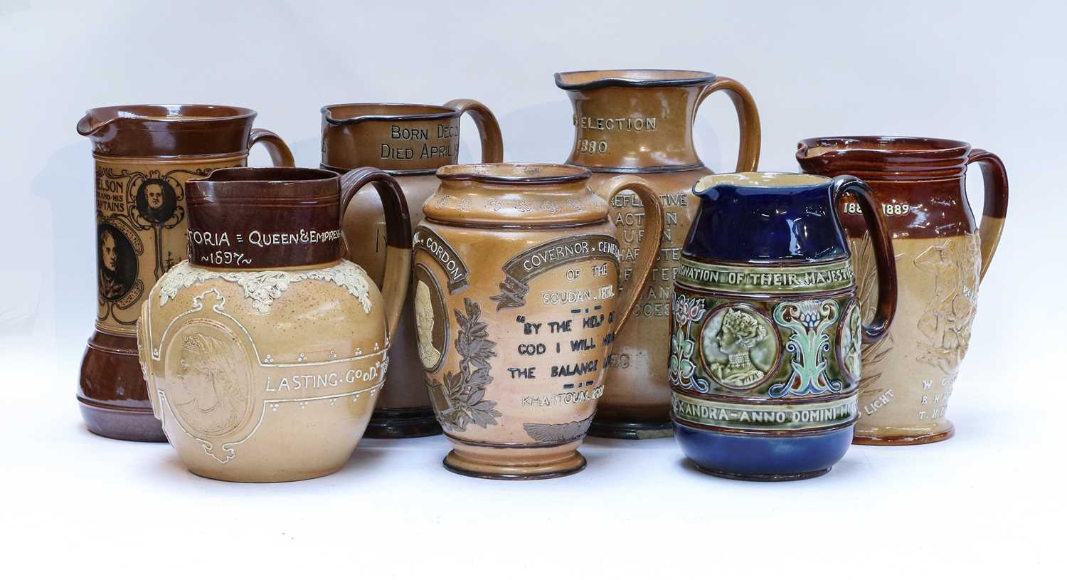 Lot 317 - Six Doulton Lambeth stoneware commemorative...