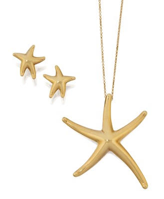 Lot 2244 - A Starfish Pendant and Matching Earrings