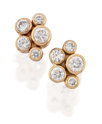 Lot 2245 - A Pair of 18 Carat Gold Diamond 'Raindance' Earrings