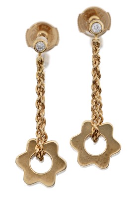 Lot 2122 - A Pair of 18 Carat Gold Diamond Drop Earrings