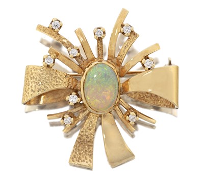 Lot 2127 - An Opal and Diamond Brooch