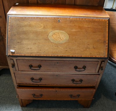 Lot 1349 - An Edwardian inlaid mahogany bureau, 77cm by...