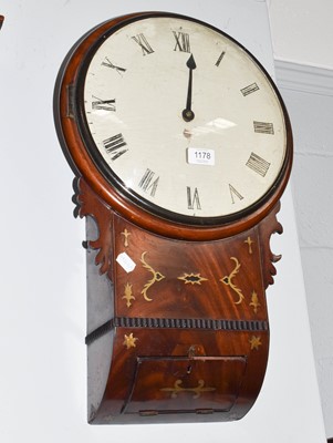 Lot 1178 - A mahogany and brass inlaid drop dial wall...