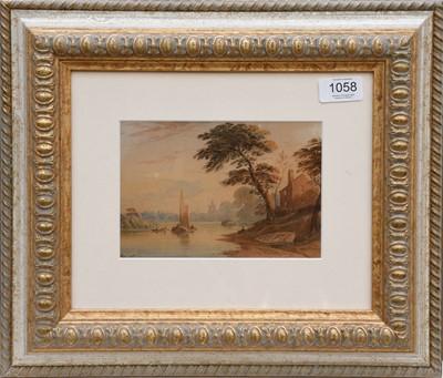 Lot 1058 - John Varley OWS (1778-1842) A barge on the...