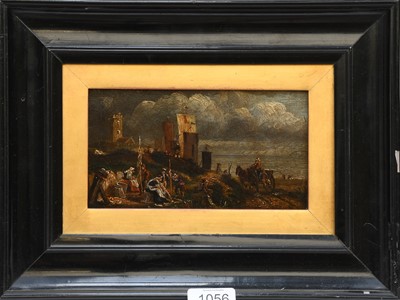 Lot 1056 - British School (19th century) Beach scene with...