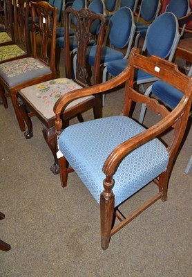 Lot 563 - Regency armchair, four Chippendale style armchairs and a George III ladder back chair (6)