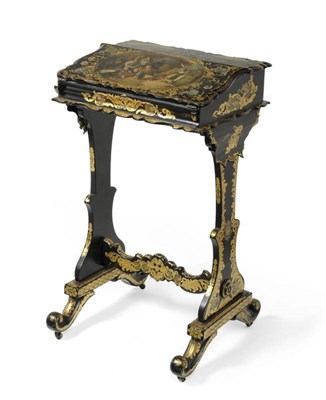 Lot 1155 - A Victorian Papier Mâché and Parcel Gilt Lady's Writing Desk, 3rd quarter 19th century, the...