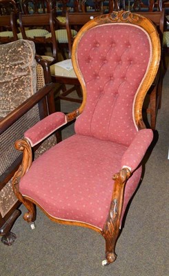 Lot 568 - A Victorian parlour chair with carved frame