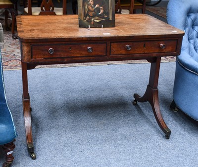 Lot 1283 - A Regency cross-banded mahogany two drawer...