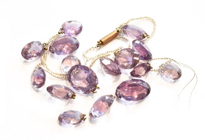 Lot 276 - An amethyst and seed pearl necklace (a.f.)