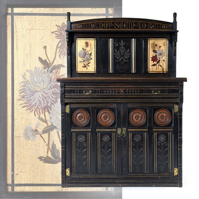 Lot 303 - An Aesthetic Movement Cupboard, the raised...