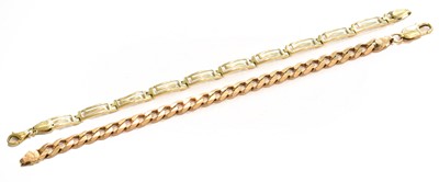 Lot 260 - A 9 carat gold curb link bracelet, length...