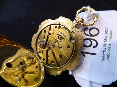 Lot 196 - A Swiss lady's gold and enamel fob watch,...