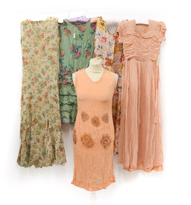 Lot 2056 - Circa 1920-30s Dresses, comprising a green...
