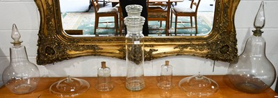 Lot 1297 - Two large glass apothecary jars of pear form...