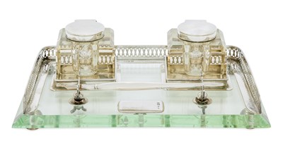 Lot 2261 - A Victorian Silver-Mounted Glass Inkstand