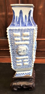 Lot 126 - A Chinese Porcelain Lozenge Shaped Vase, Qing...