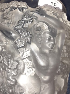 Lot 18 - A Lalique Clear and Frosted Bacchus Glass Vase,...