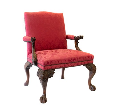Lot 346 - A Carved Mahogany Library Armchair, late 19th...