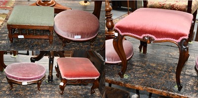 Lot 1202 - Five various footstools together with a...