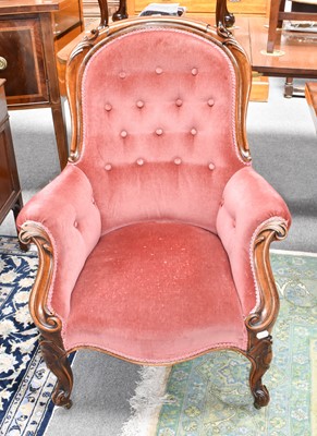 Lot 1184 - A Victorian carved walnut armchair