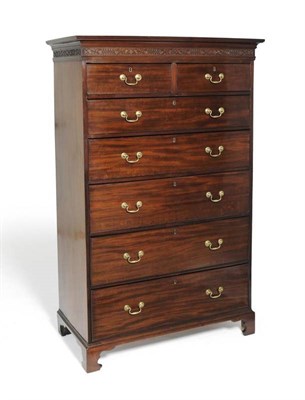 Lot 1160 - A George III Mahogany Secretaire Chest, possibly Irish, circa 1800, the cavetto cornice above a...