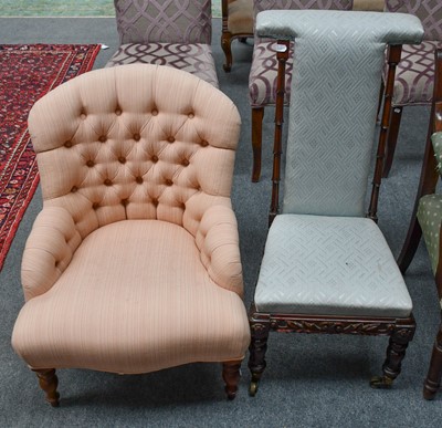 Lot 1158 - A Victorian buttoned nursing chair upholstered...